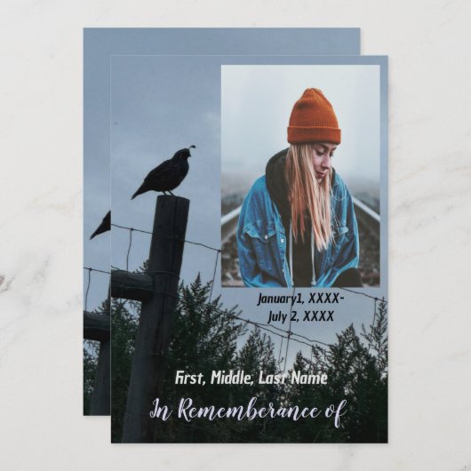 メモリアルサービス招待状カリフォルニアウズルバード 招待状 (正面/裏面)