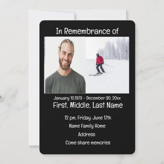 メモリアルサービス招待状クロスカントリースキー 招待状 (正面)