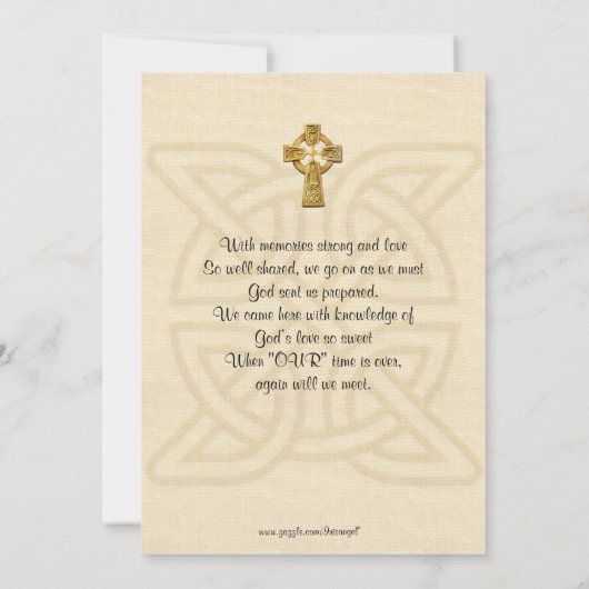 メモリアルサービス招待状ケルト結び目模様&クロス 招待状 (裏面)