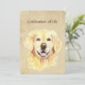 メモリアルサービス招待状ゴールデンレトリバードッグペット 招待状 (スタンド正面)