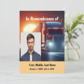 メモリアルサービス招待状セミトラックトラクター – トレーラー 招待状 (スタンド正面)