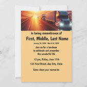 メモリアルサービス招待状セミトラックトラクター – トレーラー 招待状 (裏面)