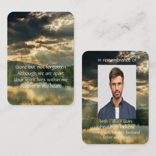 メモリアルサービス招待状ビューティフルレイクビーチ 名刺 (正面/裏面)