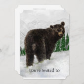 メモリアルサービス招待状ブラックベアースノームント 招待状 (正面/裏面)