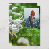 メモリアルサービス招待状ホワイトリリー花 招待状 (正面/裏面)