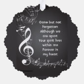 メモリアルサービス招待状ミュージックノートの背景 オーナメントカード (裏面)