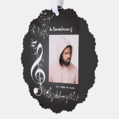 メモリアルサービス招待状ミュージックノートの背景 オーナメントカード (左)