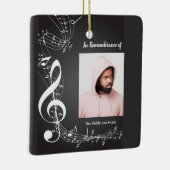 メモリアルサービス招待状ミュージックノートの背景 セラミックオーナメント (右)