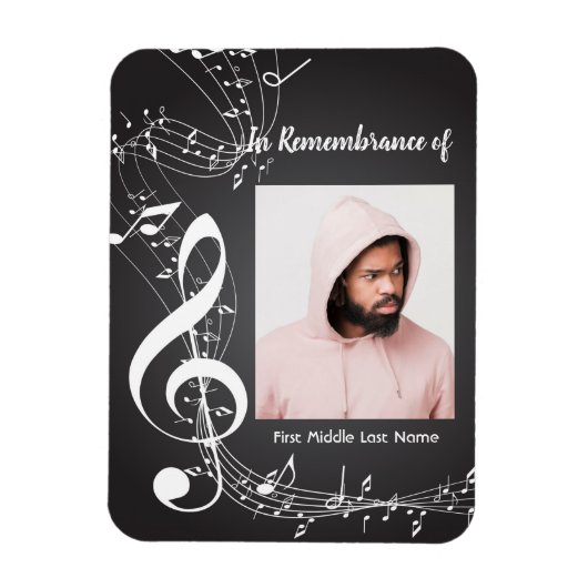 メモリアルサービス招待状ミュージックノートの背景 マグネット (縦)