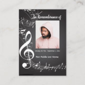 メモリアルサービス招待状ミュージックノートの背景 名刺 (正面)