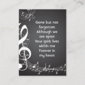 メモリアルサービス招待状ミュージックノートの背景 名刺 (裏面)