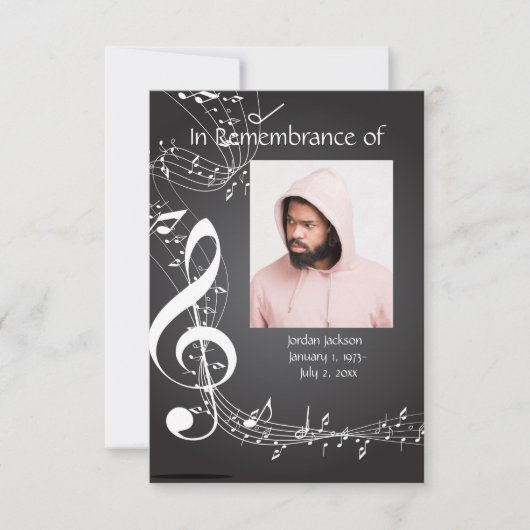 メモリアルサービス招待状ミュージックノートカスタム 招待状 (正面)