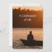 メモリアルサービス招待状レイクサンセット魚釣り 招待状 (裏面)