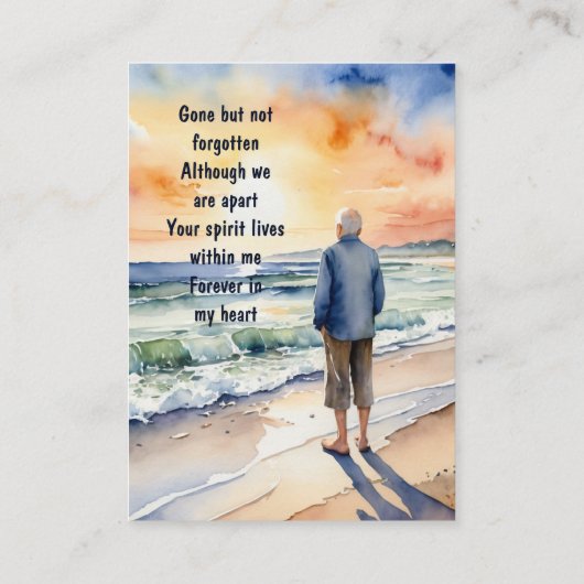 メモリアルサービス招待状水彩ビーチ楽園 名刺 (裏面)