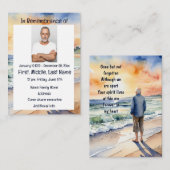 メモリアルサービス招待状水彩ビーチ楽園 名刺 (正面/裏面)