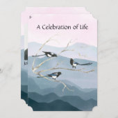 メモリアルサービス招待状水彩マグパイバード 招待状 (正面/裏面)