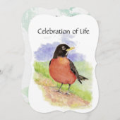 メモリアルサービス招待状水彩ロビンバード 招待状 (正面/裏面)