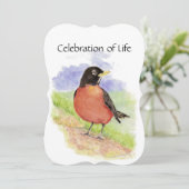 メモリアルサービス招待状水彩ロビンバード 招待状 (スタンド正面)