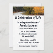 メモリアルサービス招待状秋道路紅葉 招待状 (裏面)