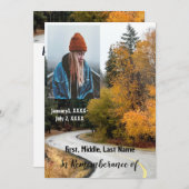 メモリアルサービス招待状秋道路紅葉 招待状 (正面/裏面)