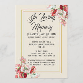 メモリアルサービス招待状 |ポピーの水彩 招待状