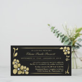 メモリアルサービス招待状-金ゴールド&ブラックフローラ (スタンド正面)