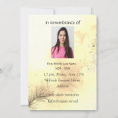 メモリアルサービスCalifornia Quail Bird Group 招待状 (裏面)