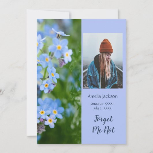 メモリアルサー忘れビス招待状-Me-Not-Flowers 招待状 (正面)