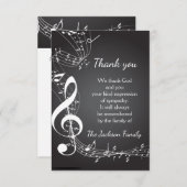 メモリアルサー感謝していビス音楽ノートカスタム サンキューカード (正面/裏面)