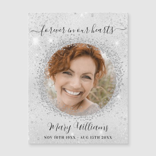 メモリアルシルバースパークルフォトラブマグネット (正面)