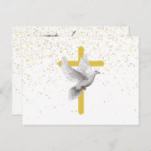 メモリアルシンプルミニマリストカード – クロスアンド鳩 ポストカード (正面/裏面)