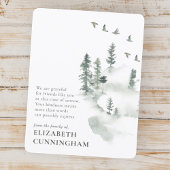 メモリアルシンプル水彩緑松林 サンキューカード