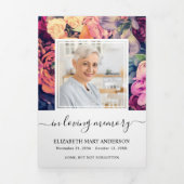 メモリアルダークマルチフローラ葬儀 三つ折りプログラム (カバー)