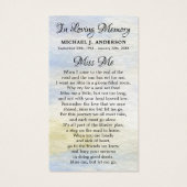 メモリアルディアハンターウッドランド葬儀祈りの言葉カード (裏面)