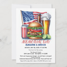メモリアルデイのバーガー＆ブルース | バックヤードBBQパーティー 招待状