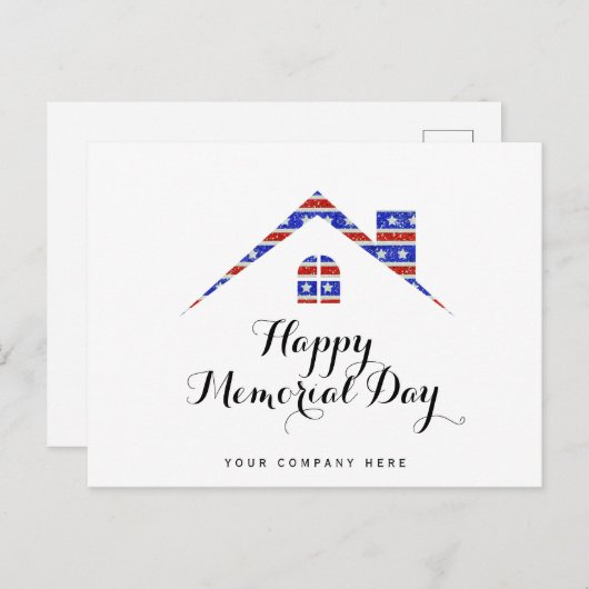 メモリアルデイの不動産 アメリカ国旗の家 ポストカード (正面/裏面)