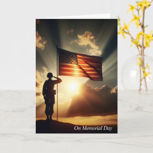 メモリアルデイの兵士の敬礼 カード (黄色い花)