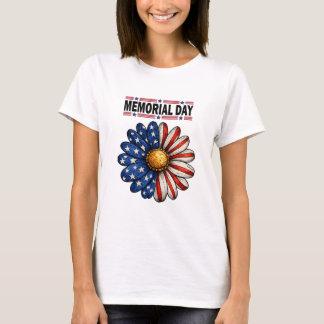 メモリアルデイの愛国フラワー Tシャツ