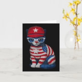 メモリアルデイの猫、ハッピー4thオブジュライ愛国的なアメリカ カード (黄色い花)