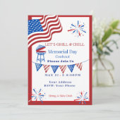 メモリアルデイの赤、白、青のクックアウト招待状 招待状 (スタンド正面)