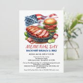 メモリアルデイのBBQ | 愛国的な裏庭でのコックアウト 招待状 (スタンド正面)
