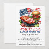 メモリアルデイのBBQ | 愛国的な裏庭でのコックアウト 招待状 (正面/裏面)