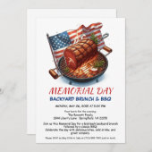 メモリアルデイのBBQ | 愛国的な裏庭でのコックアウト 招待状 (正面/裏面)