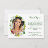 メモリアルデイジーフローラフォト悔やみや弔慰葬儀 サンキューカード (正面)