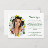 メモリアルデイジーフローラフォト悔やみや弔慰葬儀 サンキューカード (正面/裏面)