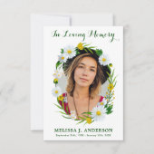 メモリアルデイジーフローラ悔やみや弔慰写真葬儀 サンキューカード (正面)