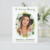 メモリアルデイジーフローラ悔やみや弔慰写真葬儀 サンキューカード (スタンド正面)