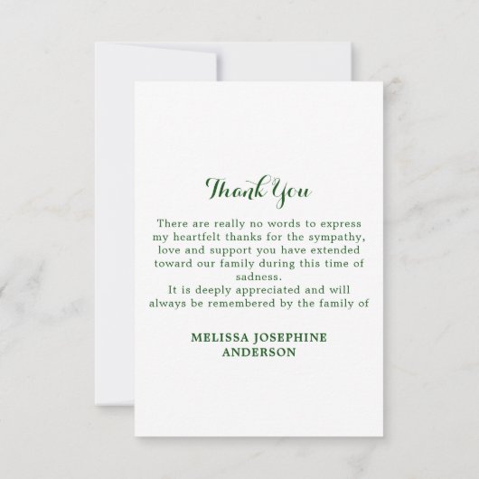 メモリアルデイジーフローラ悔やみや弔慰写真葬儀 サンキューカード (裏面)