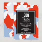 メモリアルデイ スターズ クックアウトパーティー グリル 招待状 (正面/裏面)