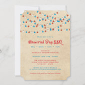 メモリアルデイ スター ストリング ライト BBQ 招待状 (正面)